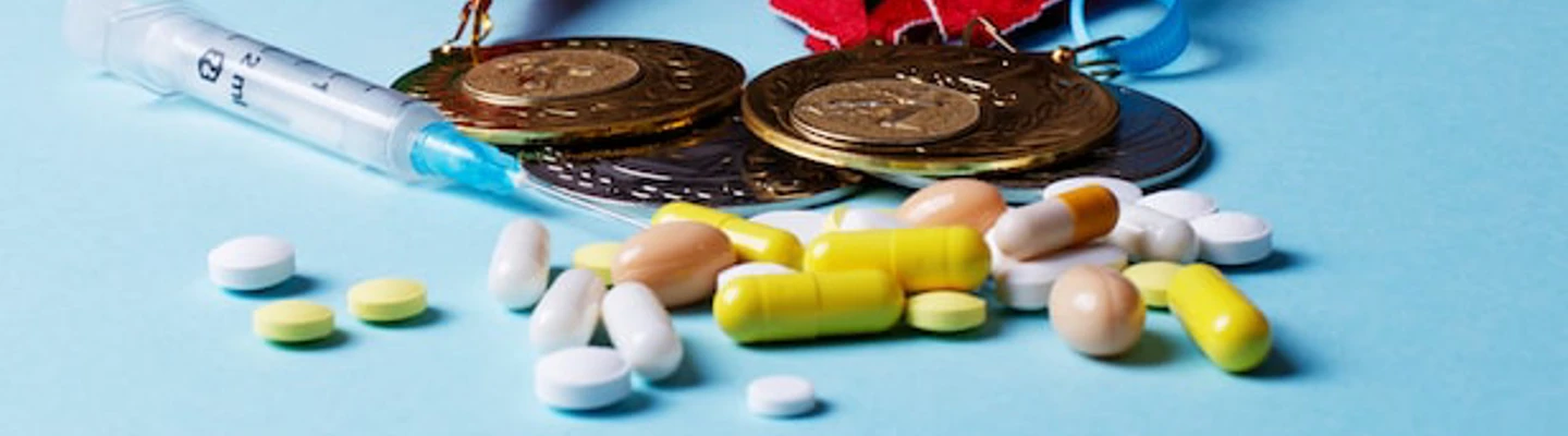 Syringe Pills Medals On Blue